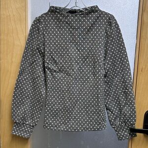 Talbots Gray Polka Dot Blouse